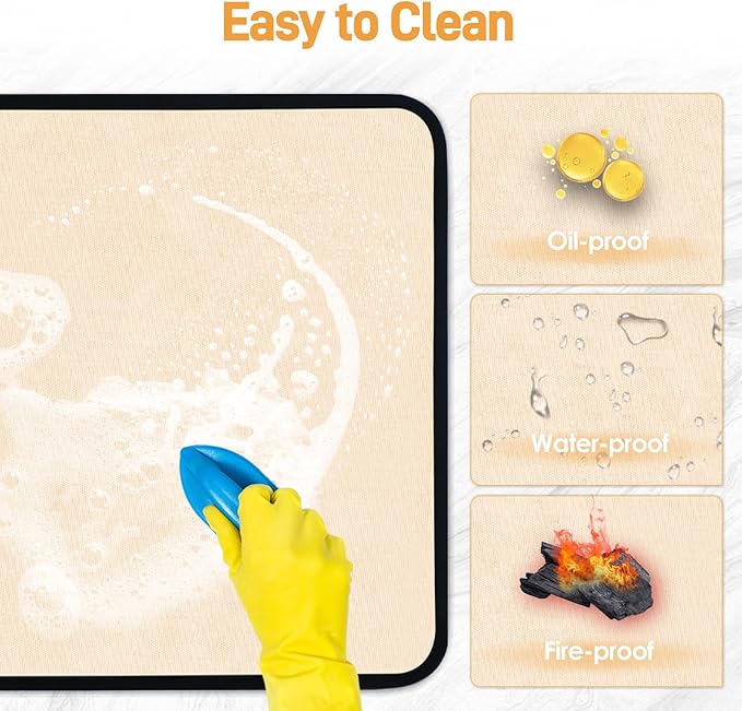 Heat Resistant Mats for Countertop - Fireproof 16x24in Heat Resistant Mats for Air Fryer - Kitchen Countertop Protector for Air Fryer, Coffee Maker, Stand Mixer, Toaster, Oven 2PCS - Khaki