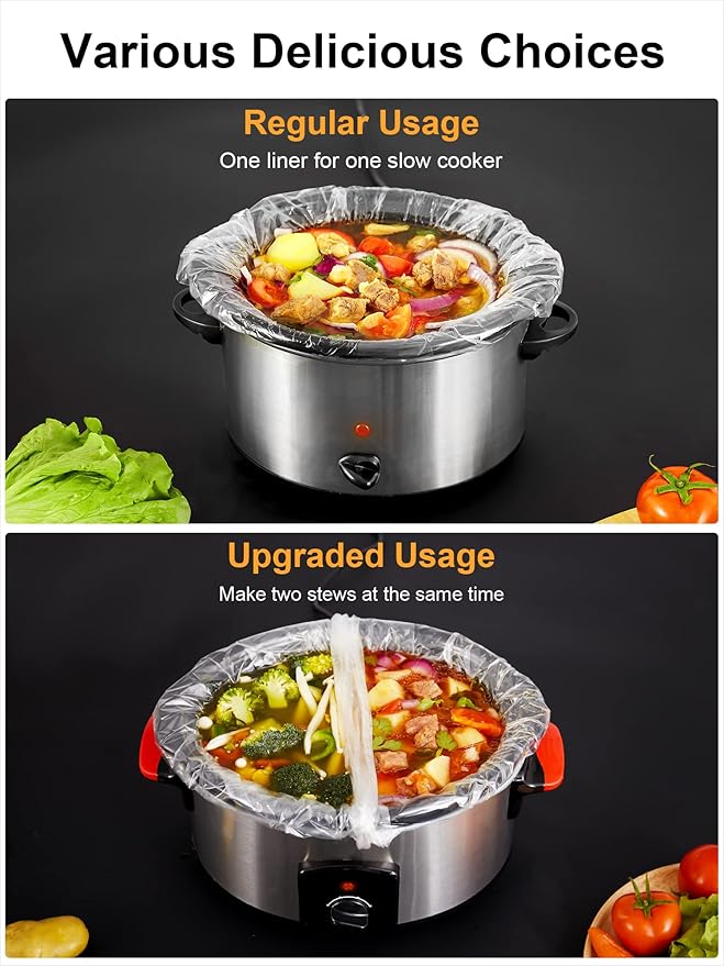 SMARTAKE Slow Cooker Liners, Extra Large Size 14"x 22" Disposable Cooking Bags, Fit 6QT to 10QT for Slow Cooker, Cooking Trays, Suitable for Oval & Round Pots, 30 Liners