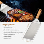 Stanbroil Stainless Steel Spatula Set Tools for Blackstone and Camp Chef Griddle, Metal Long Spatula and Hamburger Turner for Griddle Flat Top BBQ Grill, Set of 3