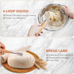 9-Inch Round & 10-Oval Bread Banneton Proofing Basket - Set of 2, Sourdough Baking Supplies with Bread Knife & Silicone Sling