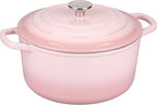 Enameled Cast Iron Dutch Oven Pot with Lid, for Sourdough Bread Baking, Round Dutch Ovens, 6 Quart, Pink