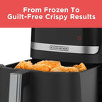BLACK+DECKER Purifry 6QT Air Fryer, Timer with Auto Shut-off and Shake Reminder, Digital LED Touchscreen and 9 Presets, 1500w up to 400 F, Dishwasher Safe Parts