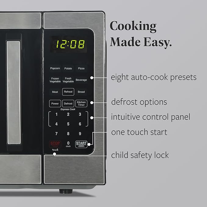 Farberware FM09WEISS Microwave, 0.9 Cu. Ft, Stainless Steel