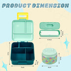 Bento Lunch Box for Kids with 8oz Soup Thermo Leak-Proof Lunch Food Containers with Snack Sauce Container for Kid Toddler Girls Boys to School (Yellow Mermaid)