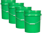 House Naturals 5 Gallon Premium HPDE Plastic Bucket - Made in USA Food Grade Storage Container, BPA Free All Purpose Pail (4, Green)