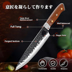 Huusk Butcher Knife Set, 8pcs Viking Chef Knife Set with Roll Bag, High Carbon Steel Forged Viking Knife, Meat Cleaver, Kitchen Knives Sets for Cooking Camping BBQ, Gift for Men Husband