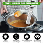 New Candy Thermometer with Pot Clip, Stainless Steel Cooking Thermometer Deep Fry Oil Kitchen Cooking Thermometer with Hanging Hook for Food, Candy Thermometer for Candy Making