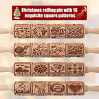 17" Premium Wooden Rolling Pins for Baking with XMAS Embossed Designs | 3mm Deep Springerle Cookie Molds | Christmas Rolling Pin & Baking Gifts for Women | Includes 3-in-1 Cleaning Brush