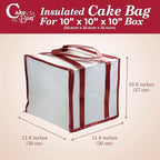 Cakebon Cake Box and Boards, 10-Inch Round White Wrapped Edges 1/2- Inch Thick Drums with Insulated Bag and Ice Pack – Cake Transport Set, Cooler for Cake Delivery and Transport (1pc Each, 4pcs Total)