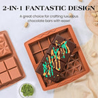 1 Inch Chocolate Bar Mold Deep Dubai Stuffed Chocolate Molds Silicone Large Break Apart Silicone Molds (Mix,2 Pcs）