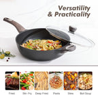 SENSARTE Nonstick Frying Pan Skillet with Lid, 13.3 Inch Large Deep Frying Pan, 6 Qt Non Stick Saute Pan with Cover, Induction Pan, Healthy Non Toxic Cooking Pan with Helper Handle, PFOA PFOS Free