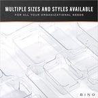 BINO Plastic Storage Containers, Small - 4 Pack THE LUCID COLLECTION, Multi-Use Organizer Bins Built-In Handles BPA-Free Clear, Fridge, Pantry & Home Organization