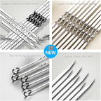 Large Metal Skewers For Grilling Shish Kebab Sticks 22 inch Skewers For Kabobs Flat Barbecue Skewer Stainless Steel Grill Stick for Meat, Chicken, Shrimp, Fruit, Vegetables(12PCS)