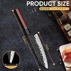 Huusk Japanese Santoku Chef Knife - 7" Hand Forged Knives, 3 Layers 9CR18MOV High Carbon Kitchen Knife, Professional Sharp Chopping Knife with Ergonomic Handle for Meat, Vegetables, Fish