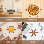 Tree Shape Wooden Trivets for Hot Dishes, 4 Wooden Trivets + 1 Stand stored Like a Christmas Tree，for Easy Storage，Multifunctional Ornaments (Walnut Brown)
