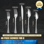 Lemeya Hammered Silver Silverware Set for 8,Stainless Steel 40-Piece Modern Cutlery Set,Mirror Polished Heavy Duty Flatware Set Utensil Set,Knives Spoons and Forks Set,Dishwasher Safe