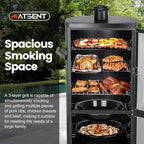 Propane Smoker, Vertical Smoker with Three Removable Shelves,Outdoor Grills & Smokers with Thermometer for BBQ, Backyard,Black…