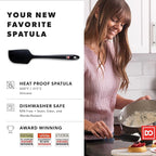 DI ORO Silicone Spatula - 600°F Heat-Resistant Rubber Kitchen Spatula for Baking, Scraping, & Mixing - BPA Free Nonstick Cookware Safe Flexible Utensil for Cooking - Seamless & Dishwasher Safe (Black)