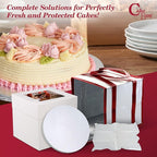 Cakebon Cake Box and Boards, 10-Inch Round White Wrapped Edges 1/2- Inch Thick Drums with Insulated Bag and Ice Pack – Cake Transport Set, Cooler for Cake Delivery and Transport (1pc Each, 4pcs Total)