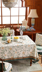 patdrea Designer Floral Linen Table Cloth for Sqaure Table,Vintage French Tablecloth,Small Colorful Decoration Cover for Kitchen Dining,Christmas,Tea Party,Thanksgiving,55"x55"-Littledaisy