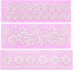 Embossing Lace Fondant Molds, Multi Circle Flowers Lace Mat Wedding Cake Decoration Tool, Rattan Shaped Cupcake Mat Silicone Molds Set of 3