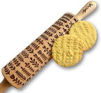 Embossed rolling pin HERBS. Leafy green and flowering plants on embossed dough roller