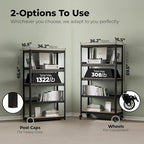HOMEDANT House 5-Tier Metal Rolling Cart Shelf Rack Casters Heavy Duty Laminated Wheel Shelving Unit Adjustable Utility Storage Shelves Organizer Shelf Kitchen Garage 36.2" W x 16.5" D x 69.5" H 3Pack