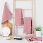 Homaxy 100% Cotton Waffle Weave Kitchen Dish Towels, Ultra Soft Absorbent Quick Drying Cleaning Towel, 13 x 28 Inches, 4-Pack, Dried Rose