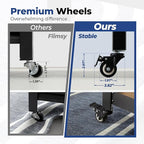 HOMEDANT House 5-Tier Metal Rolling Cart Shelf Rack Casters Heavy Duty Laminated Wheel Shelving Unit Adjustable Utility Storage Shelves Organizer Shelf Kitchen Garage 24.4" W x 16.5" D x 62.2" H 4Pack