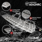 Huusk Damascus Chef Knife Set - 3 PCS VG10 Santoku & Utility Knives with Ebony Handles, Paring Knife for Meat, Fruit, Vegetables - Dad Mom Gift
