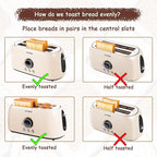 Toaster 4 Slice, KOTlAN Retro Long Slot Toasters with CountdownTimer,Stainless Steel Toaster,Bagel,Defrost,Reheat,Cancel Functions,Extra Wide Slots,6 Toast Settings,Removable Crumbs Tray,White