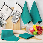 Homaxy 100% Cotton Waffle Weave Kitchen Dish Cloths, Ultra Soft Absorbent Quick Drying Dish Towels, 12 x 12 Inches, 6-Pack, Teal
