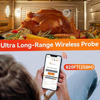 Smart Wireless Meat Thermometer with Ultra-Thin Probe, 820FT Unlimited Range Bluetooth Meat Thermometer, Digital Food Thermometer for Remote Monitoring of BBQ Grill, Oven, Air Fryer