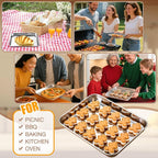 12 Pcs Baking Sheet Pan Set 9 x 6.7 x 1 Inches Cookie Sheet Small Toaster Oven Pans Stainless Steel Tray Barbecue Grill Pan Rectangle Trays Oven, Non-stick, Easy Clean