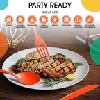 Party Solids Orange Plastic Silverware Heavy Duty 150 Pieces Orange Plastic Cutlery Sets, Utensil Sets, 50 Of Each Forks, Knives & Spoons Disposable Cutlery Set, Flatware Set For Party Supplies