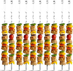 Antallcky 12 Pack Kebab Skewers BBQ Barbecue Skewers Stainless Steel Sticks 23.5 Inch Heavy Duty Large Wide Reusable with NonSlip Ring Handle Ideal for Shish kabob Chicken Shrimp angd Vegetables