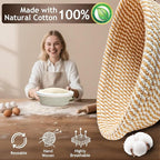 Banneton Bread Proofing Basket Set, Oval Sourdough Banneton Basket 10 inch,Handmade Sourdough Bread Basket with Covers 4 Liners for Artisan Bakers Starter Cotton Rope