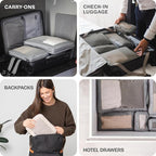 Aerotrunk Compression Packing Cubes for Travel - Luggage Organizer Bags - Double Zipper Packing Cubes for Suitcases (6-Pack, Rose)