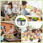 Manual Food Processor Vegetable Chopper, Portable Hand Pull String Garlic Mincer Onion Cutter for Veggies, Ginger, Fruits, Nuts, Herbs, etc.,500ml