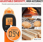 ThermoPro TP30 Infrared Thermometer Gun, Laser Thermometer for Cooking, Pizza Oven, Griddle, Engine, HVAC, Laser Temperature Gun with Adjustable Emissivity & Max Measure -58°F ~1022°F (Not for Human)