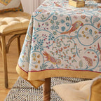 patdrea Designer Vintage Long Rectangular Tablecloth,French Floral Birds Pattern Linen Table Cloth,Yellow Decorative Cover for Kitchen Dining Banquet,Christmas,Thanksgiving,63"x102"-Magnolia