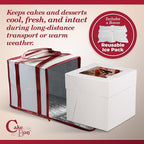 Cakebon Cake Box and Boards, 12-Inch Round Silver Smooth Edges 1/2- Inch Thick Drums with Insulated Bag and Ice Pack – Cake Transport Set, Cooler for Cake Delivery and Transport (1pc Each, 4pcs Total)