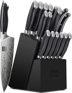 SHAN ZU 16 Pieces Knife Set, Knife Block Set in Powder Steel, Ultra Sharp Kitchen Knives Set, High Hardness Japanese Knife Set with Ergonomic Pakkawood Handle, Chef Knives Set for Kitchen Cooking