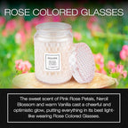 Voluspa Rose Colored Glasses, Large Candle Jar, 18 Ounce, 100 Hour Burn Time, Coconut Wax for Clean Burning, Handcrafted in The USA