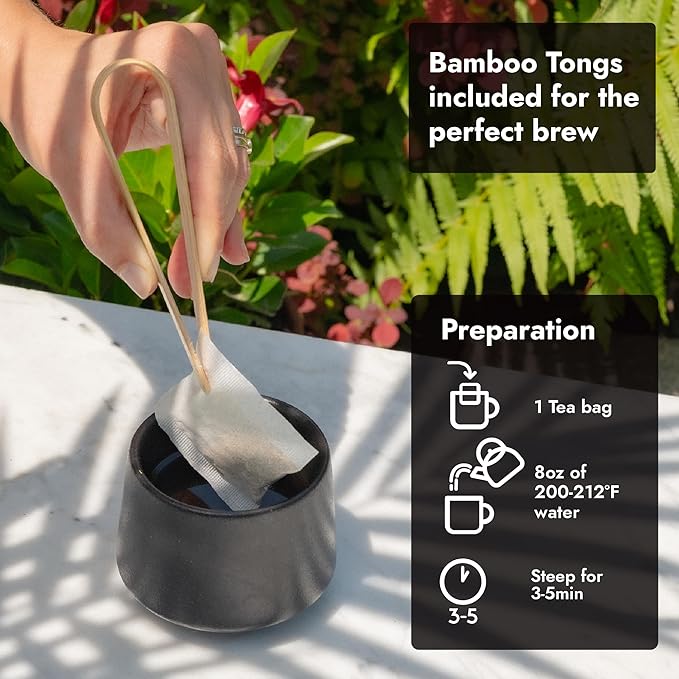Vital Bloom Black Tea, 120 Count Tea Bags, Smooth, Flavourful, and Robust, Enjoy Hot or Cold Brew, Bleach Free Tea Bags, Non GMO (Free Bamboo Tongs Included)