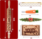 17" Premium Wooden Rolling Pins for Baking with Nativity Embossed Designs | 3mm Deep Springerle Cookie Molds | Christmas Rolling Pin & Baking Gifts for Women | Includes 3-in-1 Cleaning Brush ﻿