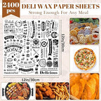 Outus 2400 Pcs 12 x 12 Inch Deli Wax Paper Sheets Grease Resistant Tray Basket Liners Newsprint Paper Water and Grease Proof Sandwich Wrapping Square Hot Dog Wrappers for Food Baking (White)