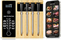 Smart Wireless Meat Thermometer 4 Probes, Bluetooth Food Thermometer, Remote Tracking and Real-Time Readings from Apps, for iOS and Android, for BBQ, Grill, Smoker