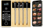 Smart Wireless Meat Thermometer 4 Probes, Bluetooth Food Thermometer, Remote Tracking and Real-Time Readings from Apps, for iOS and Android, for BBQ, Grill, Smoker