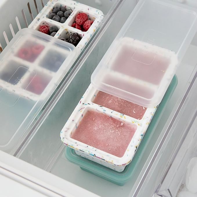 OGGI Prep & Portion Silicone Freezer Trays with Lid - Freezer Molds for Food, Ice Cube Tray, Food Prep Containers, Freezer Storage Containers, for Soup, Smoothie Cubes, Sauce, Broth, Leftovers - 1 Cup